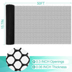 Plastic Mesh Fence Sheet 15.7IN x 50FT - 0.3IN Opening Plastic Chicken Wire Netting Roll Durable for Dogs, Poultry, Puppy, Garden Snake Barrier with 50 Pcs Zip Ties - Black