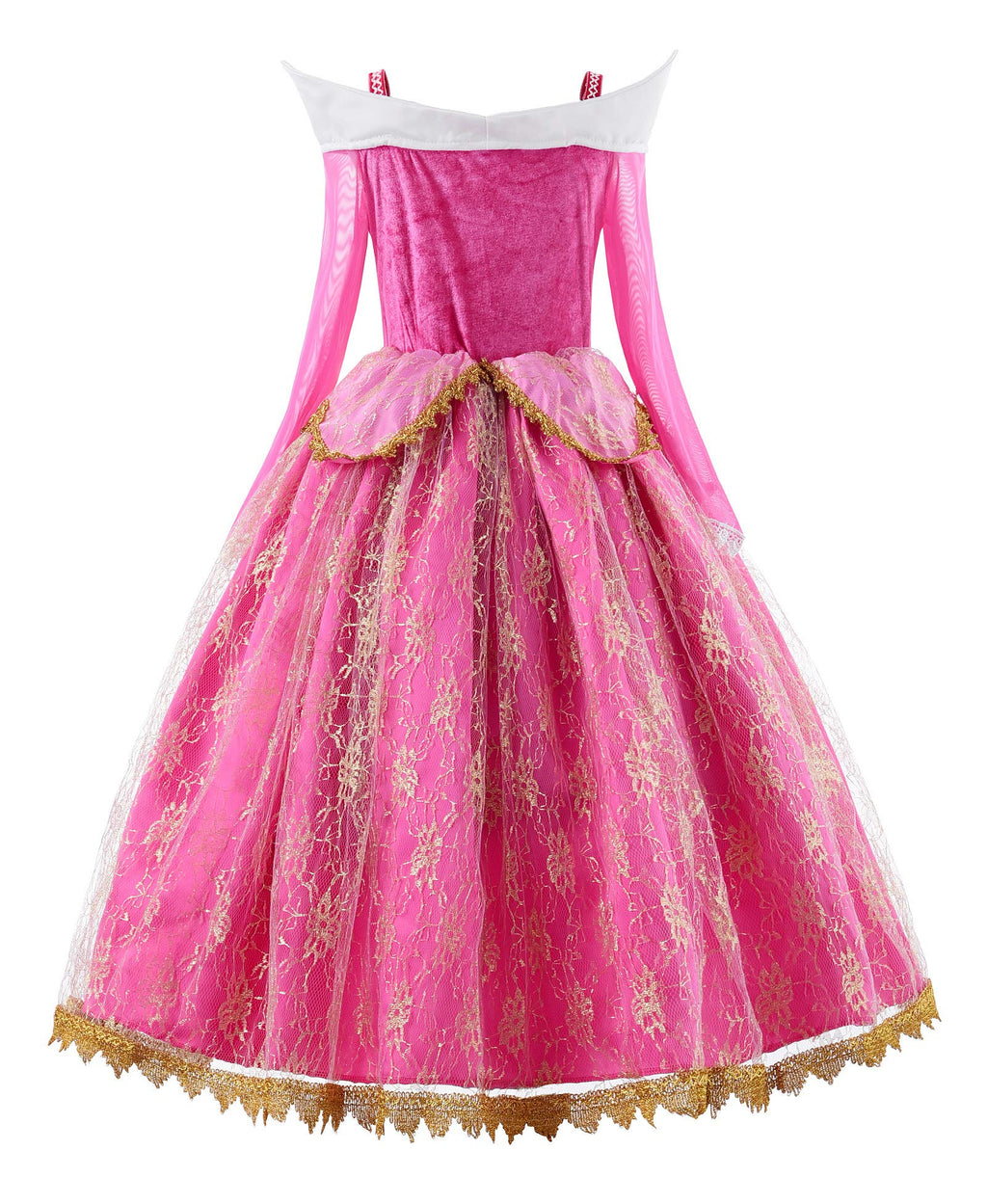 JerrisApparel Girls Pink Princess Costume Halloween Cosplay Party Dress up (Pink with Accessories, 5)