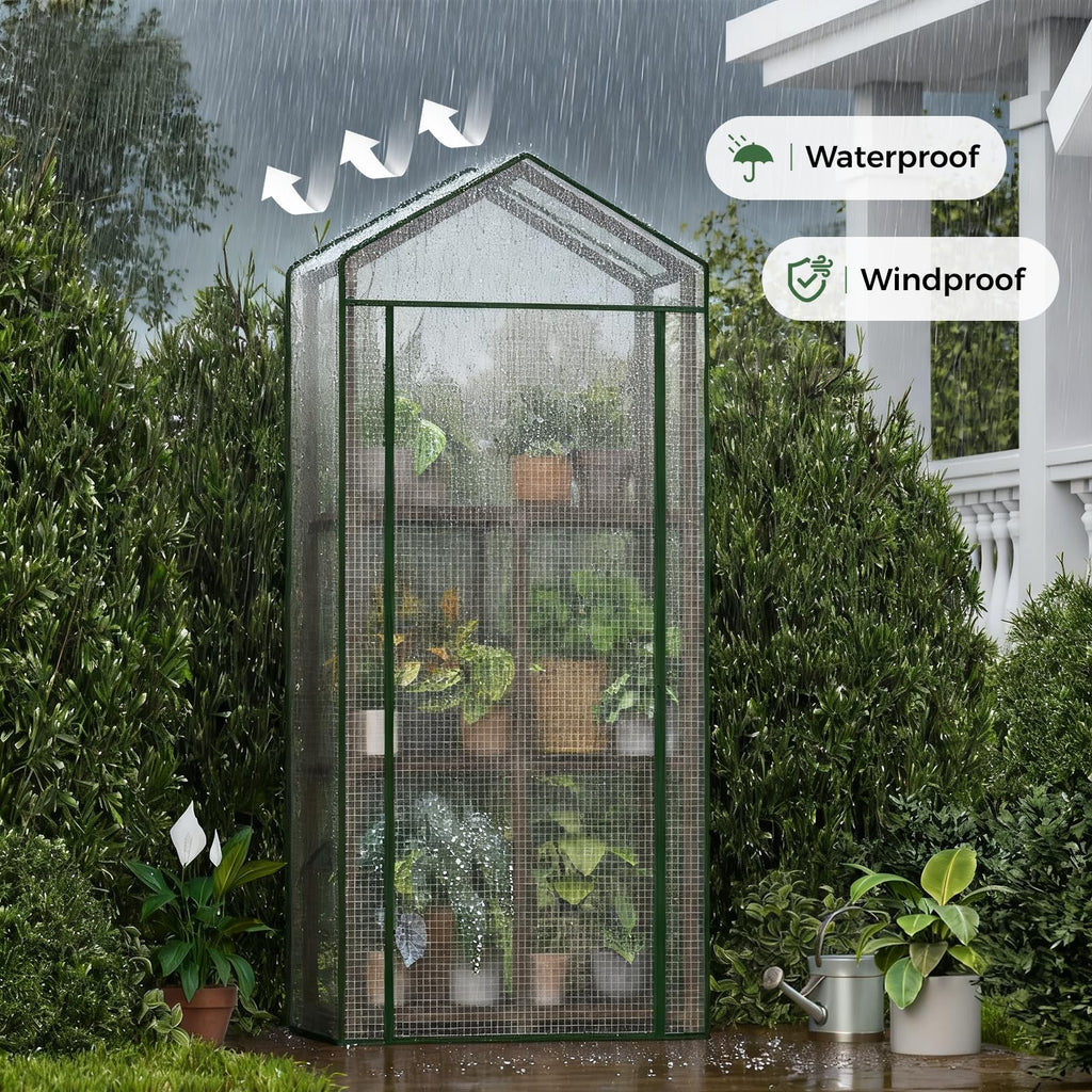 Bamworld Greenhouse for Outdoors Small Plant Green House 3-Tier Rack Stand Portable Greenhouses with Durable PE Cover for Seedling Ideal Gardening Gifts for Women Plants Lover