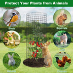 winemana 12 Set Plant Protectors Covers from Animals, 36 Pcs 24x12 Inch Metal Wire Garden Cages with Stakes & Ties, Outdoor Protection to Keep Rabbits Chickens Out for Flowers Vegetables (Black)