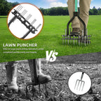 Lawn Aerator Tool with Dual-Layer Self-Cleaning Spikes, 15 Spike Heavy Duty Manual Lawn Aerator for Compact Soil, Anti-Clog Grass Aerator for Yard, Garden & Lawn Care