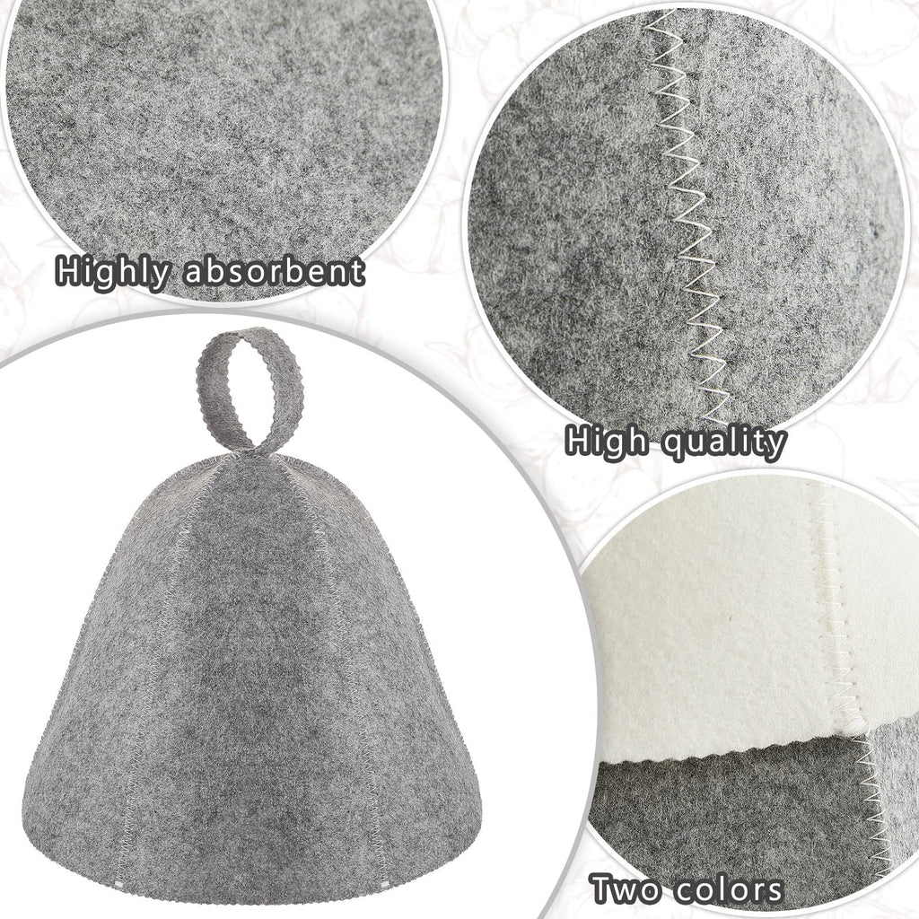 JaGely Sauna Hat for Men Women Sauna Hat Vaporarium Cap Russian Banya Cap for Bath House Accessories(Gray, White,4 Pieces)