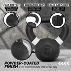 Yes4All Powder Coated Kettlebell, 9 lb Cast Iron Core Kettlebells with Non-Slip Handle & Flat Bottom for Conditioning, Heavy Duty for Strength Training - Single, White