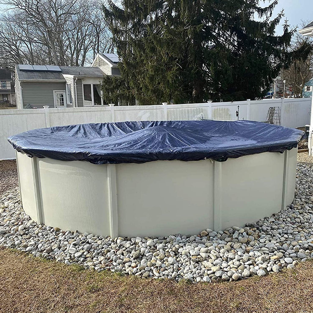 Winter Block 30’ ft. Premium Round Pool Winter Cover for Above Ground Pools – 10-Year Warranty, Cold and UV Resistant, Weatherproof and Durable, Winch & Cable Included