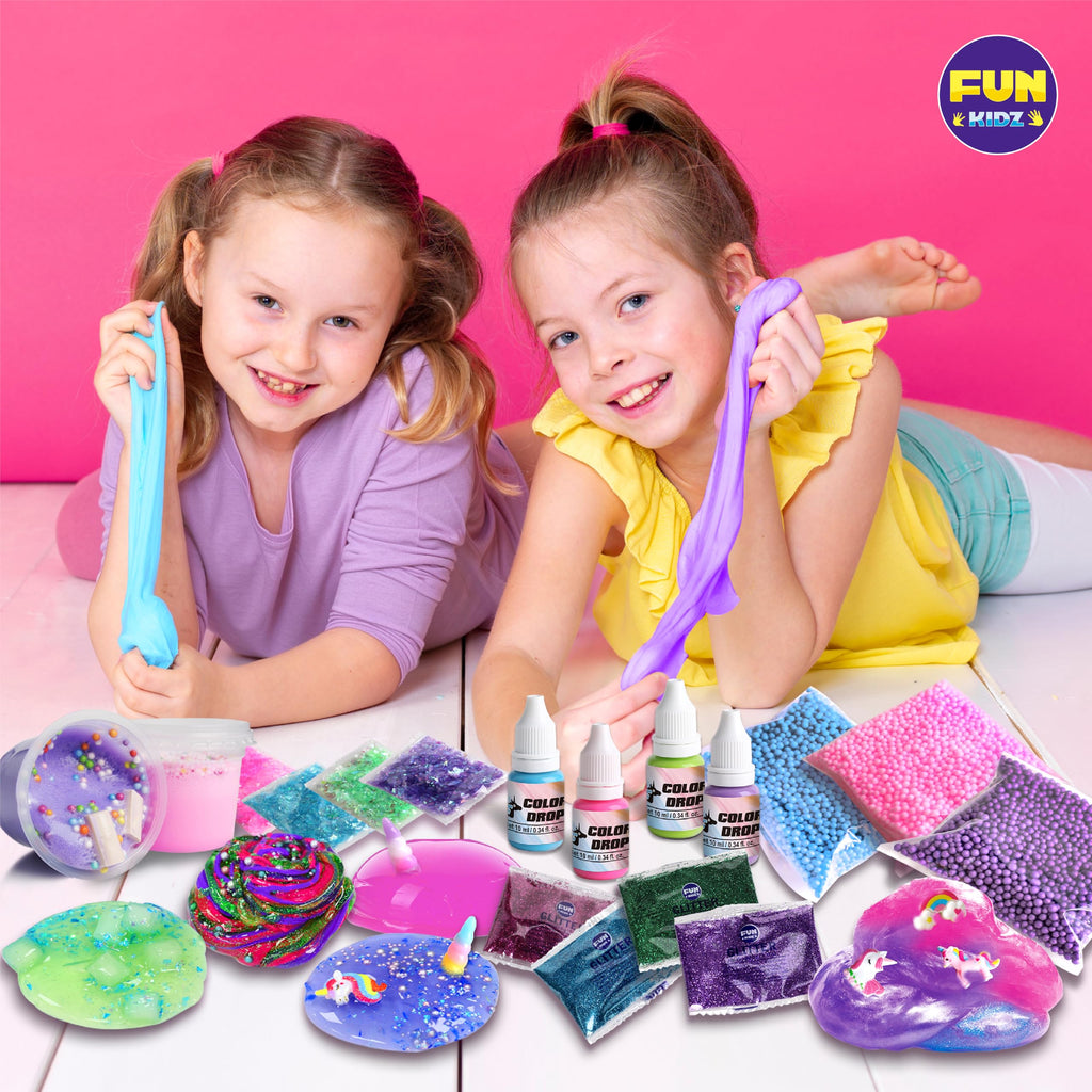 Fluffy Unicorn Slime Kit for Girls, FunKidz Cloud Slime Gift for Ages 6+ Kids Fun Slime Making Kit Awesome Craft Toy Birthday Present Ideas