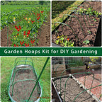 Garden Hoops for Raised beds, 10 Sets DIY Rust-Free Garden Tunnel 32.3"x 32.3" Greenhouse Hoops for Row Cover Garden Netting, Reuseable Plastic-Coated Steel Grow Tunnel Support Frame