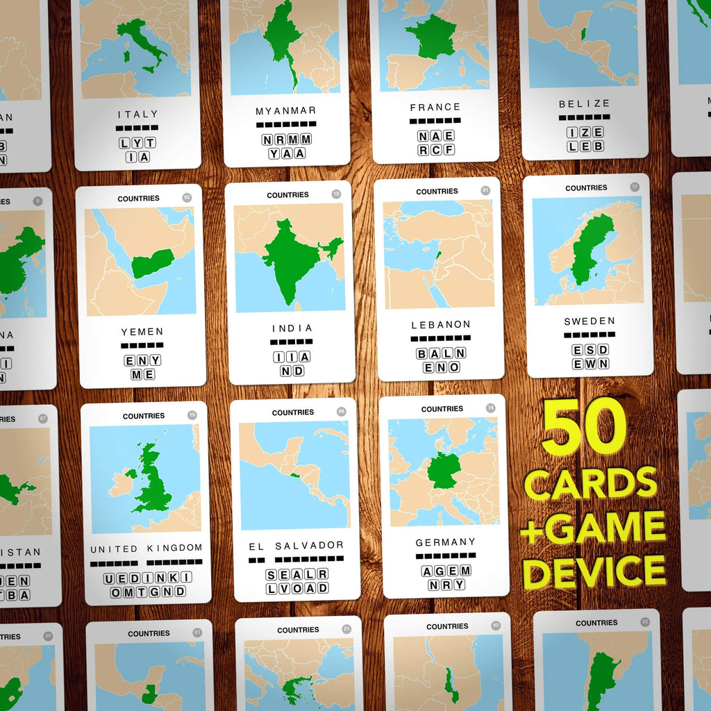 100 PICS Countries of The World Travel Game - Learn 100 Countries | Flash Cards with Slide Reveal Case | Geography Card Game, Gift, Stocking Stuffer | for Kids and Adults | Ages 6+