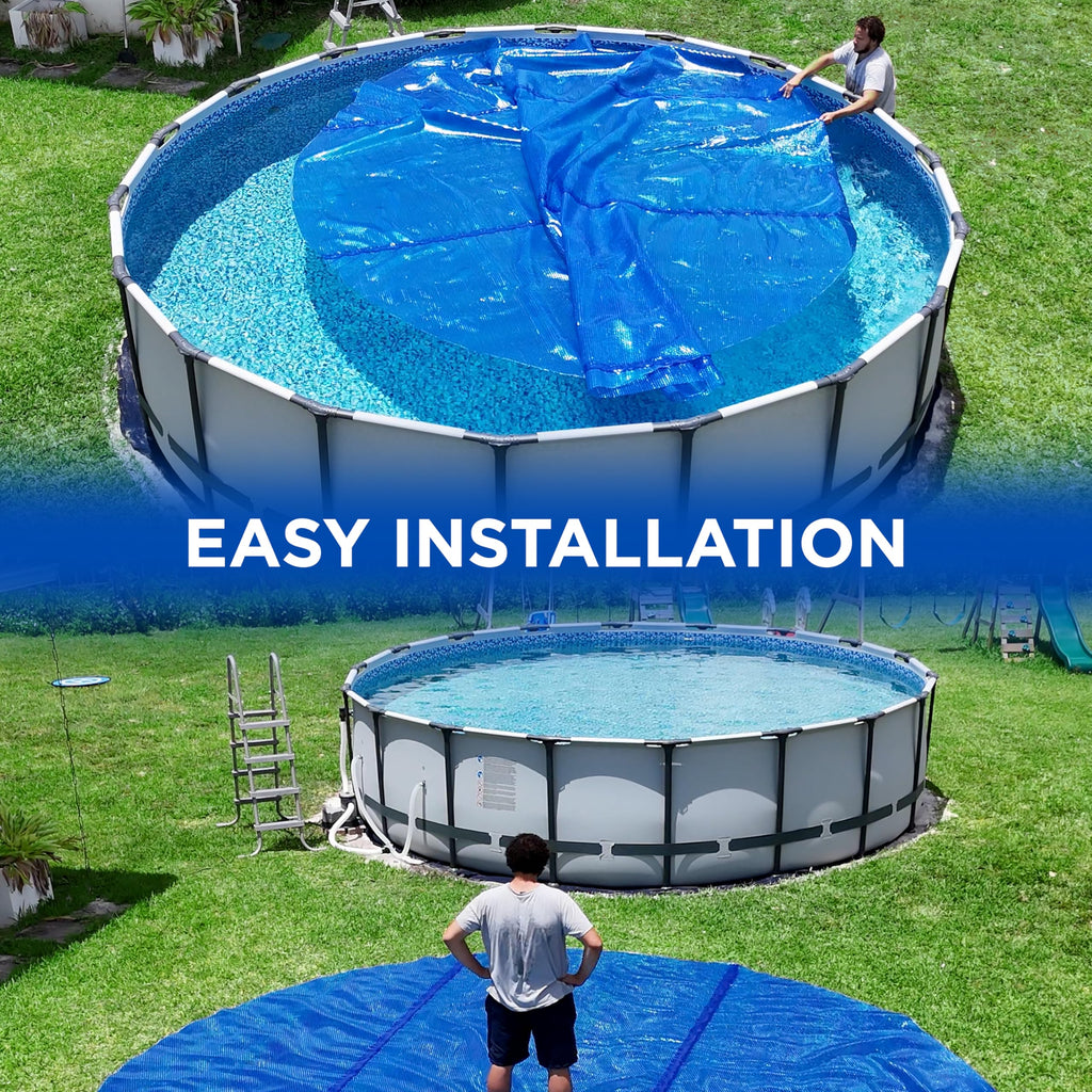 18 Foot Round Solar Cover for Inground and Above Ground Pools, 12 Mil - Premium Heavy Duty Solar Blanket for Above Ground Pool, Blue - Made in USA