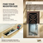 Decor Grates Metal Scroll Decorative Air Vent Cover 4x10 Floor Register – Adjustable Control Lever – AC Floor Vent Covers for Home Floor Vents – Fits 4 x 10 Inch Opening – Rubbed Bronze (SPH410-RB)