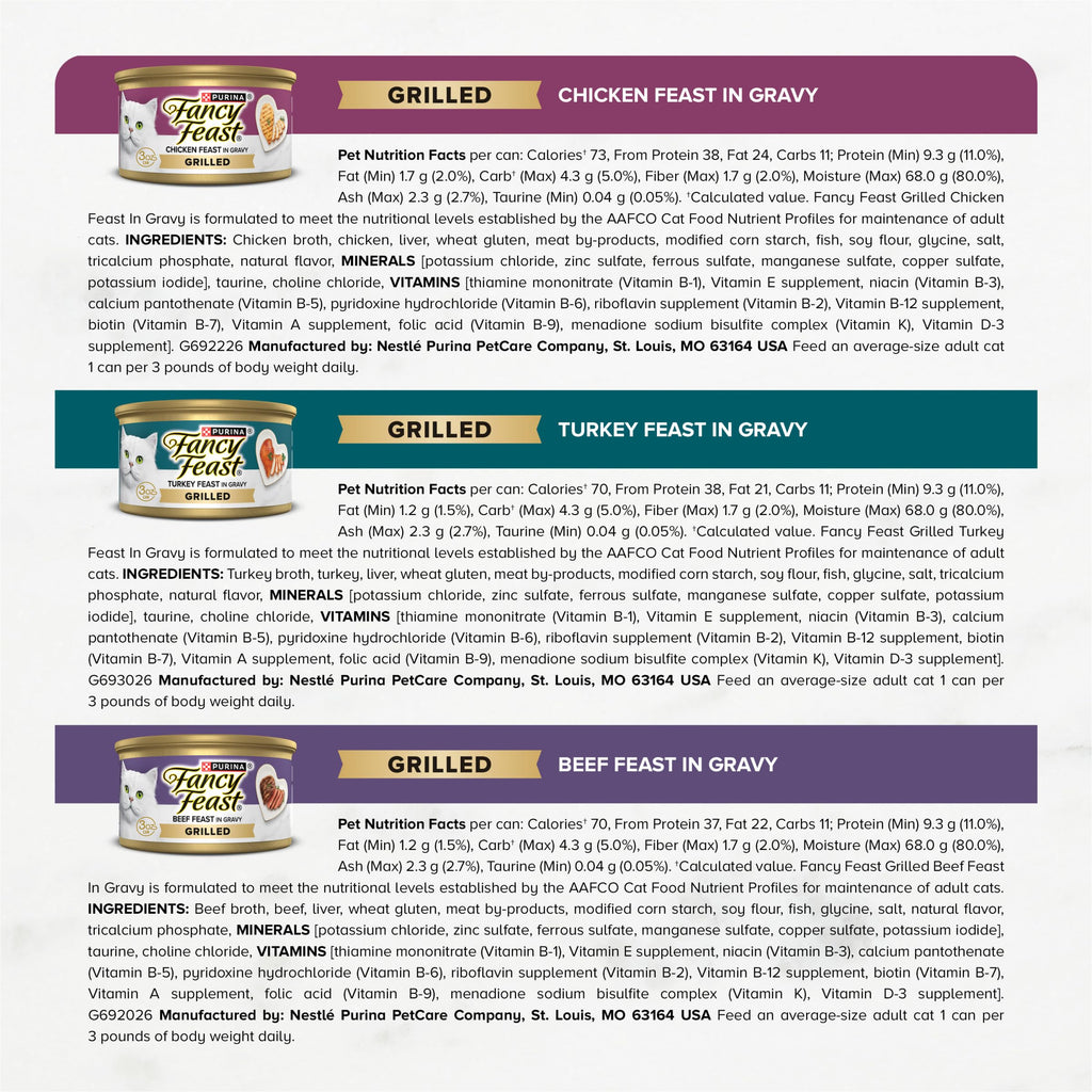 Purina Fancy Feast Poultry & Beef Wet Cat Food Variety Pack, 3 oz, 24-Pack