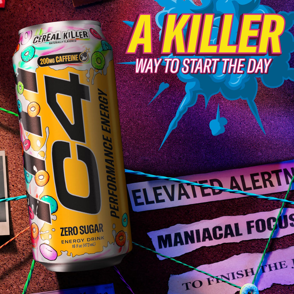 C4 Performance Energy Drink with Zero Sugar, Cereal Killer, 12pk