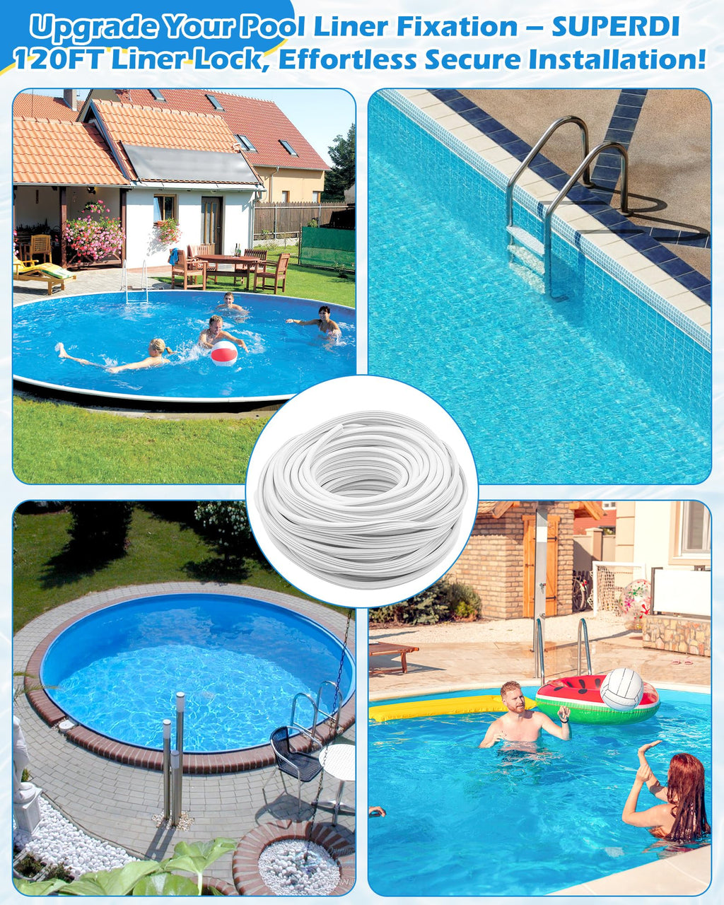 Pool Wedges SuperDi Plastic 120ft Roll QP1562 Swimming Pool Liner Lock Beaded Wedge ...