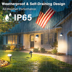 JEJOT Solar Lights Outdoor Waterproof IP65, Super Bright LED with Lens, 3000K 2 Lighting Modes, Solar Powered Yard Garden Solar Spot Lights for Outside Landscape Auto On/Off -4 Pack