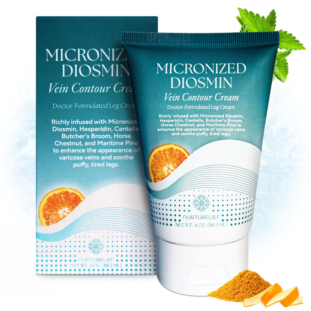 Nurturelief Micronized Diosmin Vein Contour Cream with Hesperidin | Cooling Comfort Formula | Doctor-Crafted Advanced Absorption | Daily Cosmetic Care & Cooling Relief for Lighter-Feeling Legs