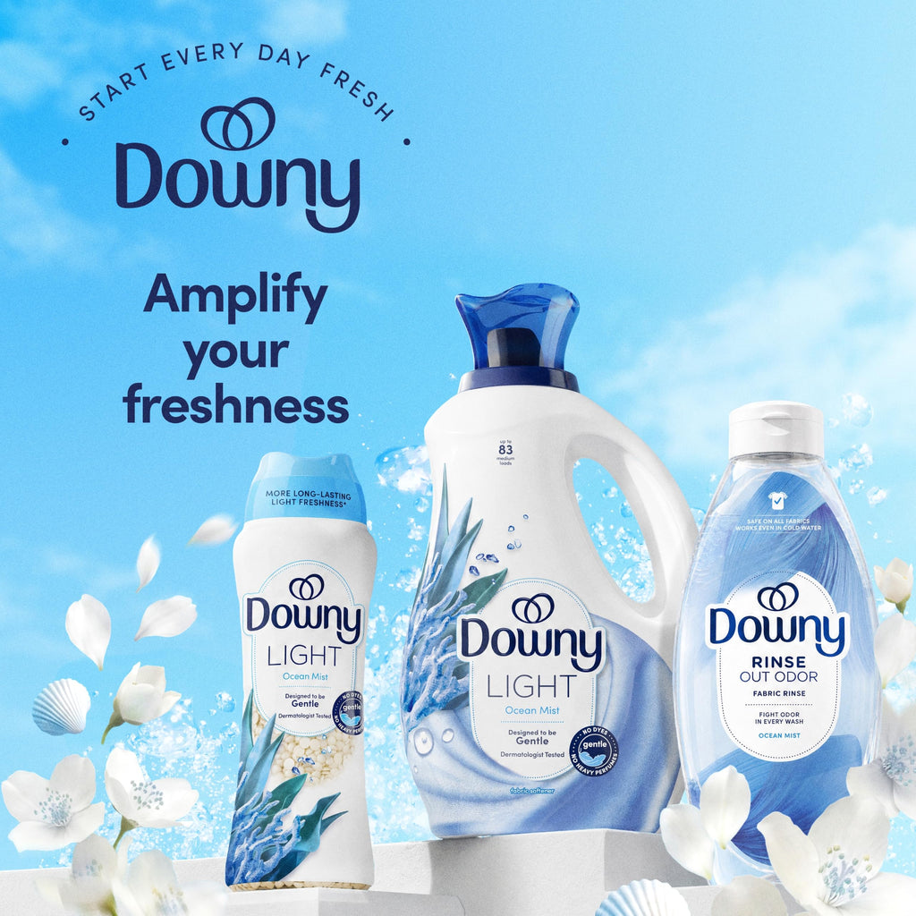 Downy Light Laundry Scent Booster Beads, Ocean Mist Scent, 24 OZ, In-Wash Fabric Beads Designed To Be Gentle With A Light Boost Of Scent, No Heavy Perfumes