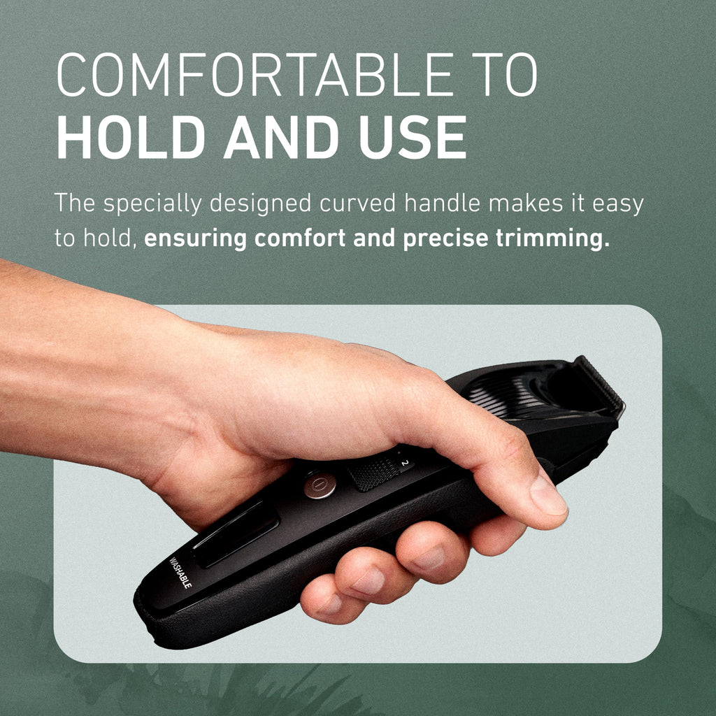 Panasonic Beard Trimmer for Men Cordless Precision Power, Hair Clipper with Comb Attachment and 19 Adjustable Settings, Washable, ER-SB40-K, 0.5-10mm lengths, 1 Pack