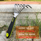 SHANFEEK Garden Rake 5-Claw Landscape Dethatcher Thatching Beach Combing Rake for Digging Clam Shell Defoliation Hoe Garden Tool for Loosen The Soil (Green)