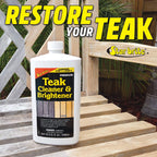 STAR BRITE Premium Golden Teak Oil - Sealer, Preserver & Finish for Outdoor Teak & Other Fine Woods - Step 3-16 OZ (085116PW) & One Step Teak Cleaner & Brightener - 32 OZ (094932), White