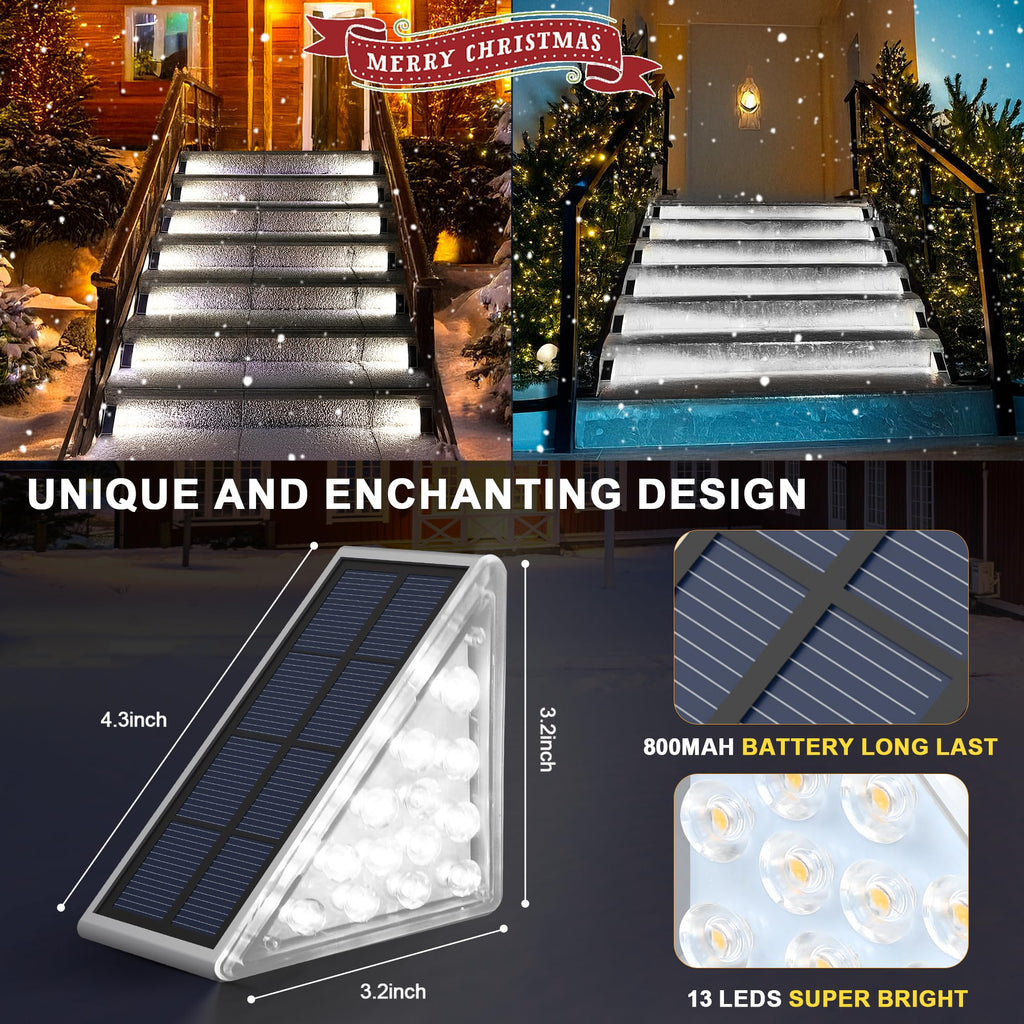 AUDLES LED Solar Step Lights Waterproof Outdoor Stair Lights, Solar Deck Lights Outdoor Decor IP67 Solar Lights for Yard, Patio, Garden, Walkways, Front Door, Pathway, Driveway (8)
