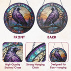 FLAGWIX Raven Crow Gothic Stained Glass Suncatcher, 8 in