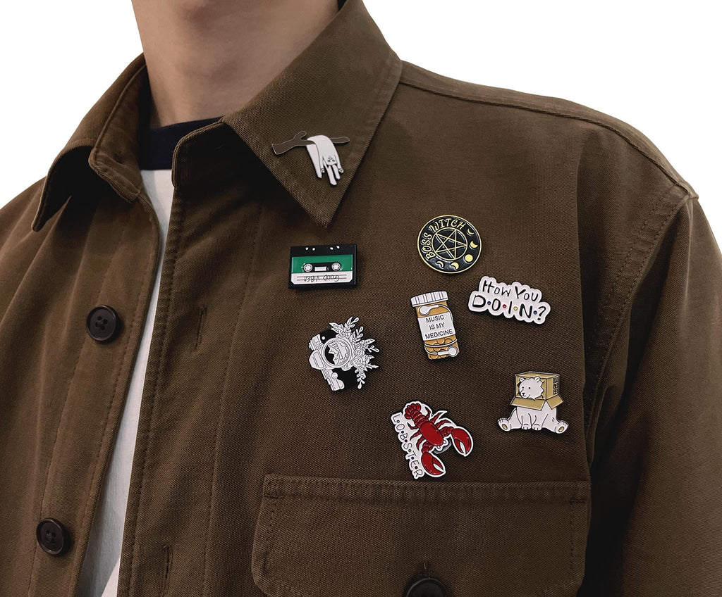 SINCCO 20/40/50/80 PCS Cute Enamel Backpack Pins, Funny Enamel Pins Bulk Set Cool Button Pins Aesthetic Brooch Lapel Pins Anime for Backpacks, Jackets, Hats, Kids, Girls(Style-50)