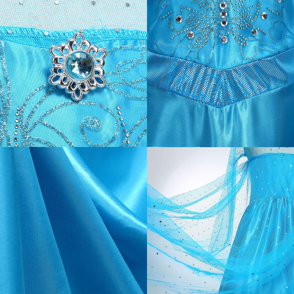 AHLPO Princess Dress for Girls Luxury Princess Dress Up Halloween Cosplay Princess Role Play Costume Fancy Dress Birthday Outfit with Accessories