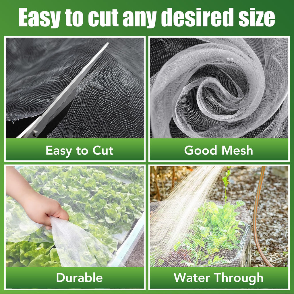 SWANGSA Garden Netting 10 X 50 FT 2 Pack, Ultra Fine Garden Mesh Plant Netting for Garden Protection Row Cover Raised Beds Screen, Protecting Plants Vegetables Flowers Fruit Trees
