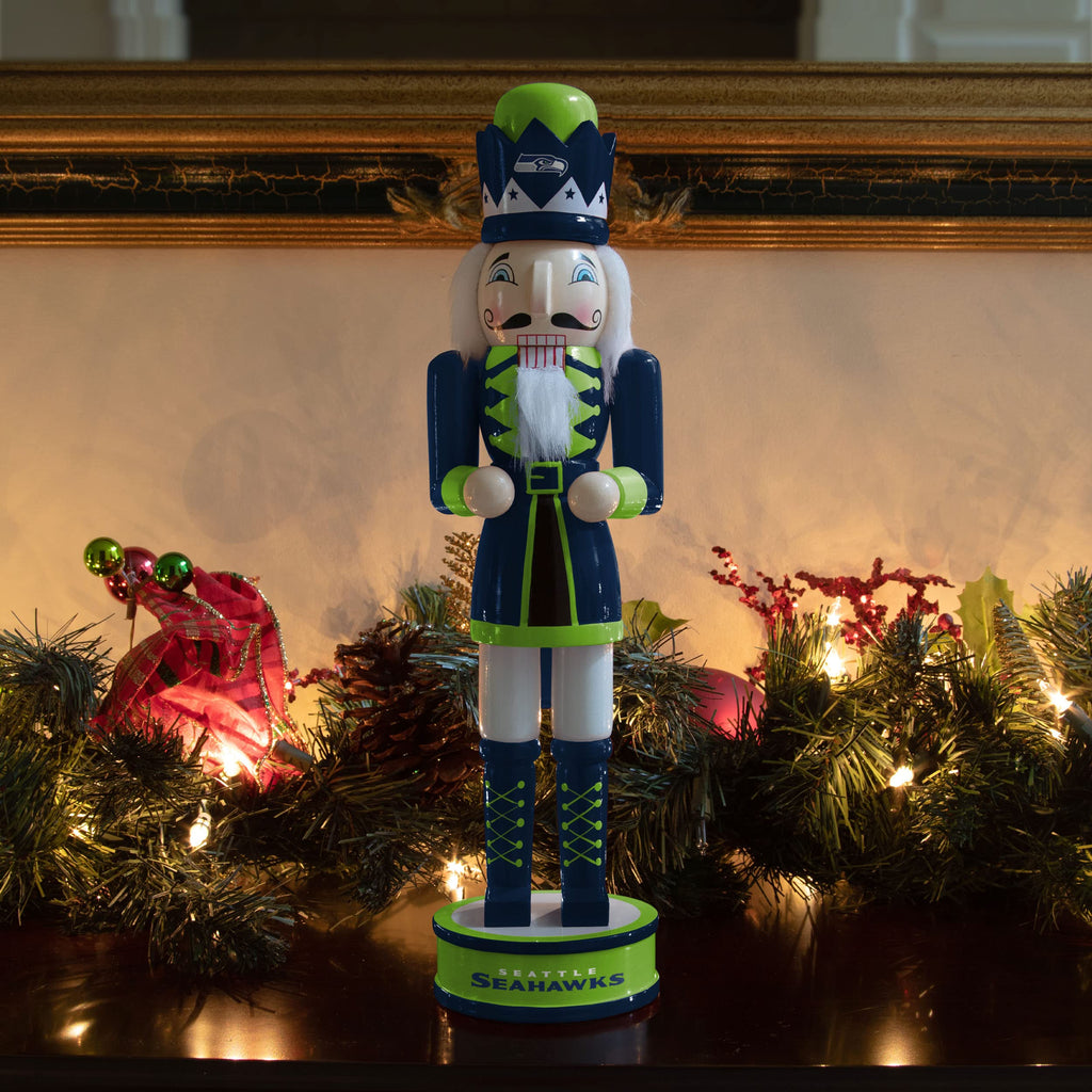 FOCO NFL Seattle Seahawks Team Logo 14" Holiday Nutcracker, Version 2, One Size