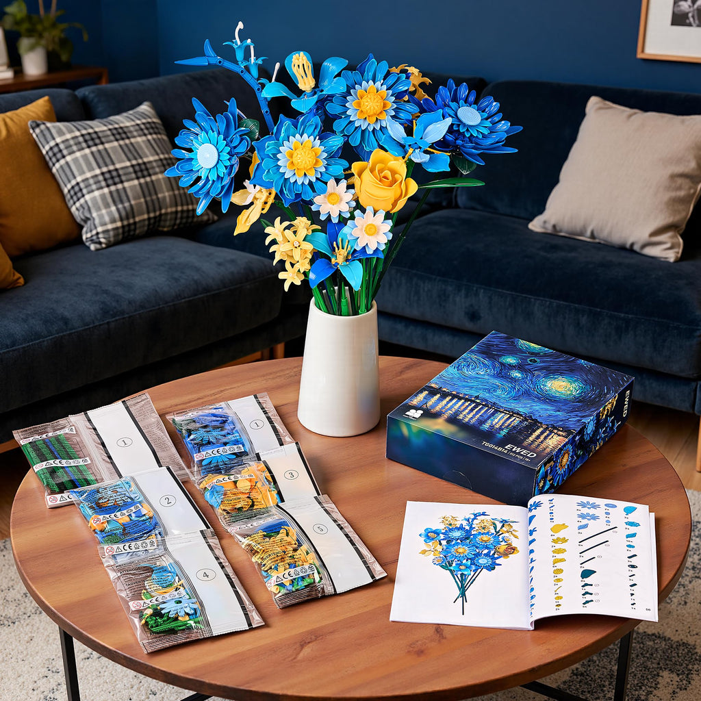 EWED Starry Flowers Building Set for Adults Compatible with Lego Botanicals