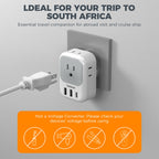 South Africa Plug Adapter 2 Pack, TESSAN Type M Power Adapter with 4 AC Outlets 3 USB Ports(1 USB C), Travel Adaptor US to Botswana Namibia Nepal Bhutan