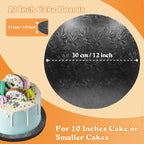 GoldenBakeryFamily 12 Inch Cake Drums,Black Cake Boards 12 Inch Round(4-Pack),1/2 Inch Thick Cake Boards with Banner Cake Topper,Sturdy,Greaseproof for Birthday Wedding Multi-Tiered Cake