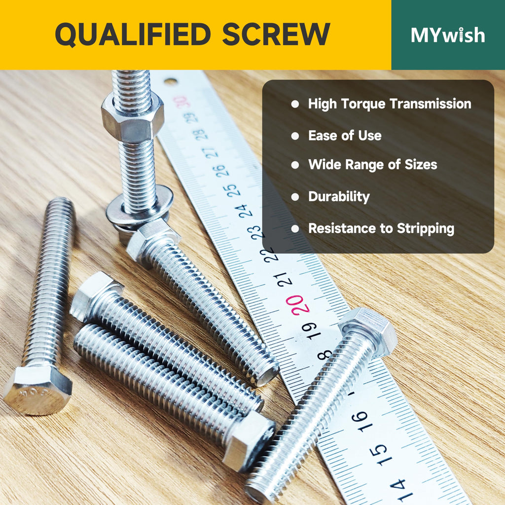 Mywish 660PCS M5 M6 M8 Bolt Screw Set, Metric Bolt Assortment, 304 Stainless Steel, Nut and Bolt Set Flat & Spring Washers, Assorted Hex Head Bolts and Nuts Kit, Fully Thread
