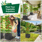 2 Pack Tomato Cages for Garden, 49 Inch Tall Tomato Cage with 7 Gallon Planter Bags, Plant Support Trellis Frames for Garden Cucumber Vegetables Plants Climbing Outdoor Indoor