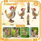 Wiresusan Outdoor Whimsical Rooster Statue Resin Chicken Art Sculpture Garden Rooster Figurine Decoration, Rustic Roosters Decor, Animal Ornament for Yard, Lawn, Home, Office, Garden Gifts