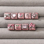 Italian Charms Bracelet Pink 22Pcs Glitter Charm Set Jewelry Gifts