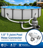 Pool Hose Connector for Leak-Proof Dual Seal and Stable Water Flow, 1.5" to 1.5" T-Joint Pool Hose Adapter for Pool Parts and Accessories Replacement, Easy No-Tool Install for Above Ground Pools