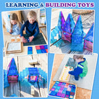 Magnetic Tiles 102pcs with 2 Stairs 2 Dolls Princess Castle Building Girls Toys Age 4-5 6-8 Magnetic Blocks Birthday Xmas Gifts for Girls Toys for 3 4 5 6 7 8+ Year Old