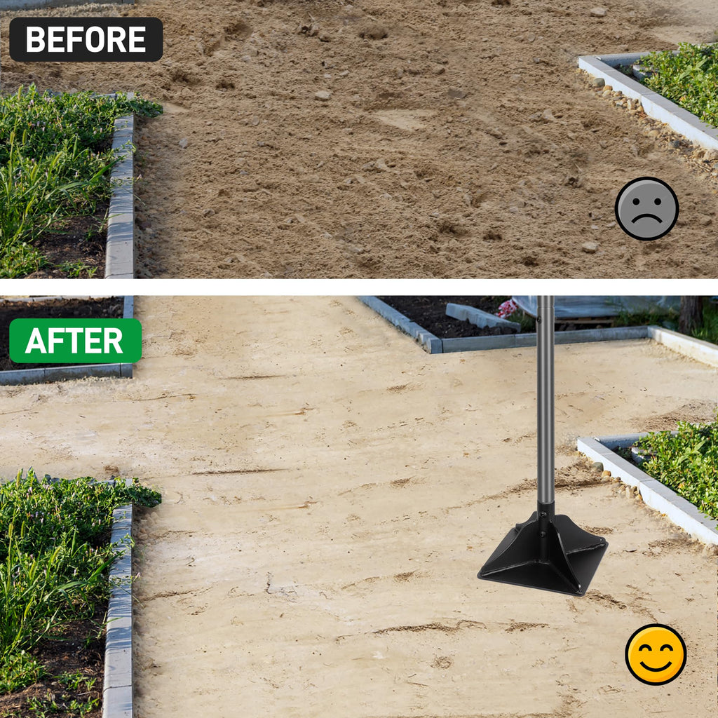 Walensee 10" x 10" Steel Tamper Tool with 48" Handle, Heavy Duty Ground Tamper with Rubber Grip for Leveling Paver Base, Ideal for Dirt Compacting, Gravel and Sand, Driveways and Blacktop Repair