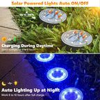 Joomer 16 Pack Solar Ground Lights, 2-in-1 Solar Lights Outdoor Waterproof Solar Powered Disc Light Landscape Garden Lighting Light for Patio Pathway Lawn Yard Driveway Walkway Deck Step (Blue)