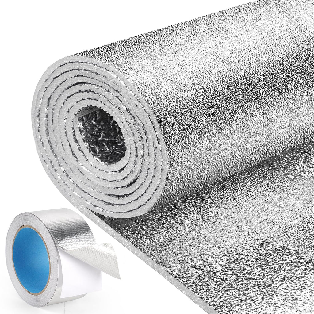 HADOR Reflective Window Film Insulation Roll 59 in X 99 in, Foil Aluminum Roll Double-Sided Foam Core, Summer Window Heat Blocker for RV/Windows/Garage Door - Folded Package