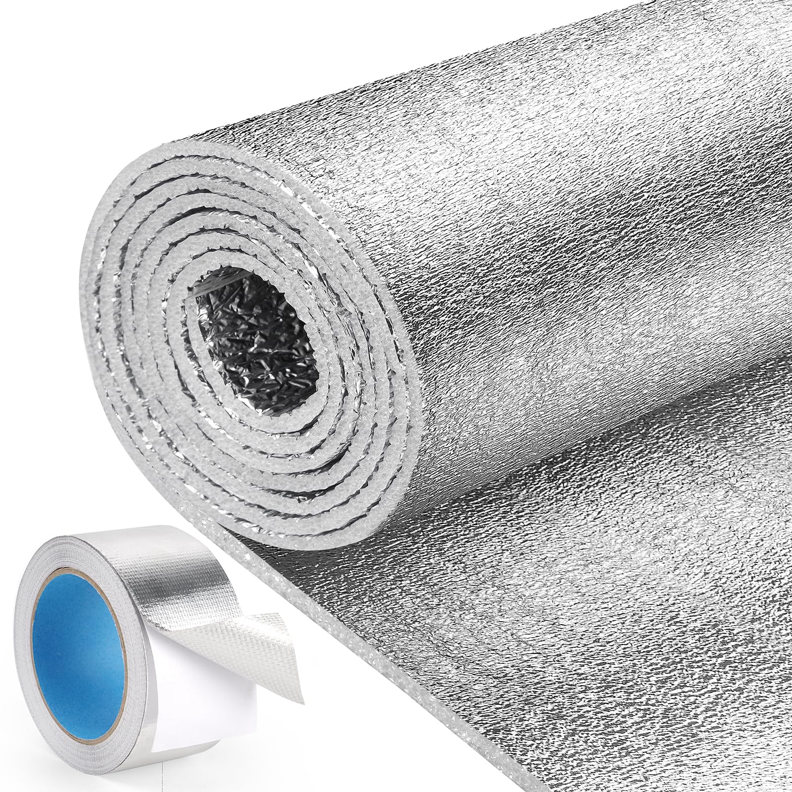 HADOR Reflective Window Film Insulation Roll 59 in X 99 in, Foil Aluminum Roll Double-Sided Foam Core, Summer Window Heat Blocker for RV/Windows/Garage Door - Folded Package