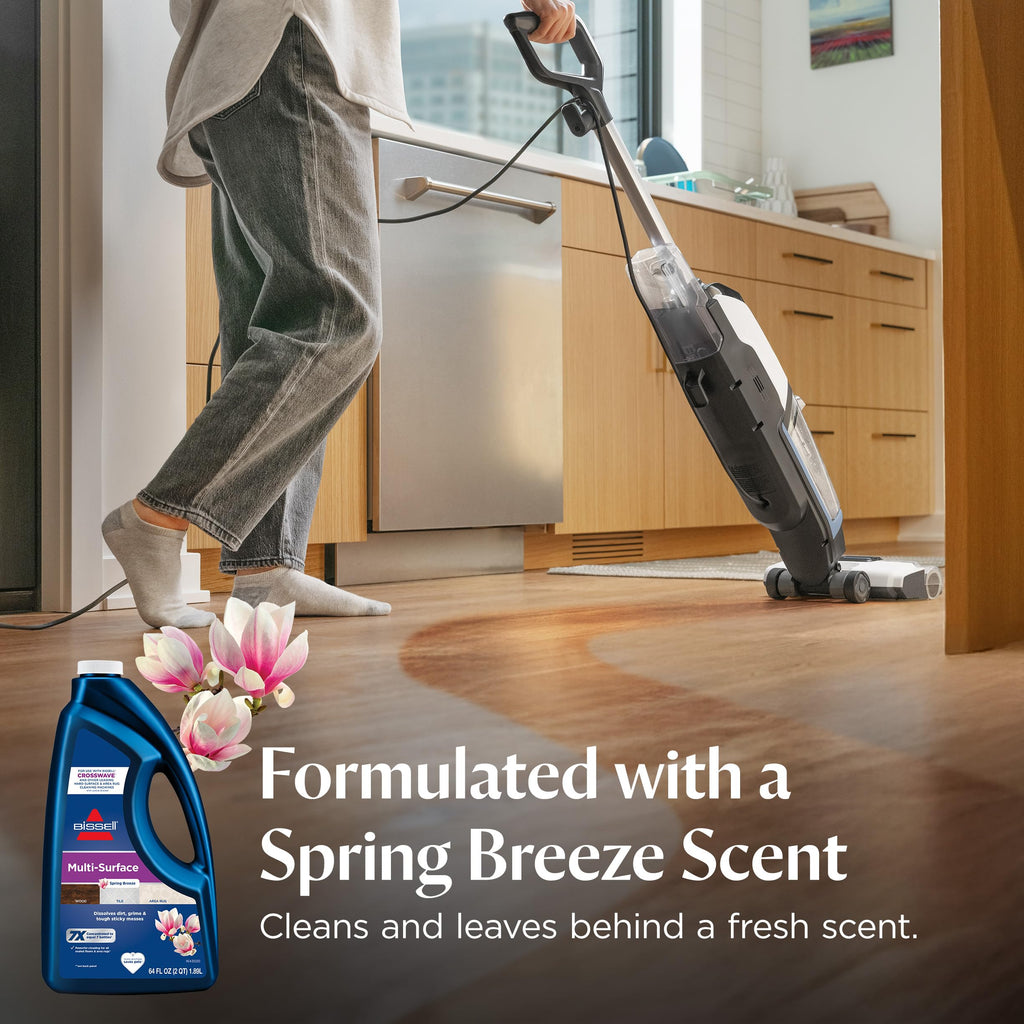 Bissell MultiSurface Floor Cleaning Formula-Crosswave and Spinwave, 17891, 64oz, Removes Everyday Dirt and Grime, Safe on Sealed Hard Floors, Tile, Laminate, Area Rugs, Spring Breeze