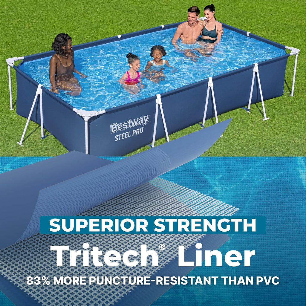 Bestway Steel Pro 13 Foot x 32 Inch Rectangular Above Ground Outdoor Pool Steel Framed Vinyl Swimming Pool with 1,506 Gallon Water Capacity, Blue