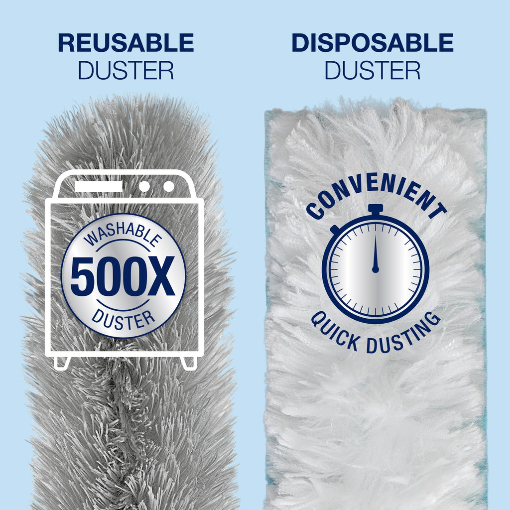 Bona High Performance Dusting System - 1 Compact Handle, 5 Disposable Dusters, & 1 Reusable Duster - Compact Dusting Kit Removes Dust & Pet Hair