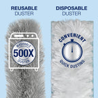 Bona High Performance Dusting System - 1 Compact Handle, 5 Disposable Dusters, & 1 Reusable Duster - Compact Dusting Kit Removes Dust & Pet Hair