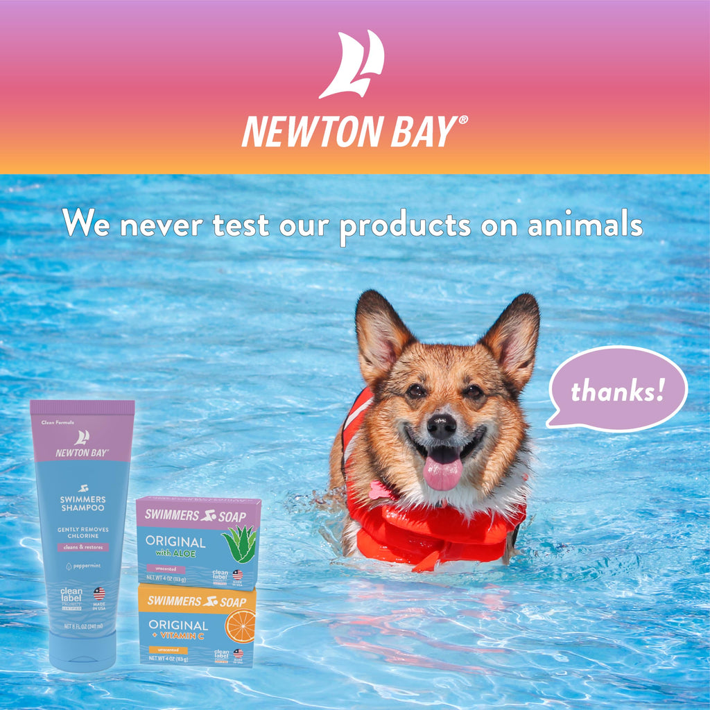 Newton Bay Swimmers Soap + Vitamin C | All Natural Body and Face Wash Soap Bar | Neutralizes and Washes Away Chlorine After Swimming | Revitalizes Sensitive Skin | 2-Pack of 4 Ounce Soap Bars