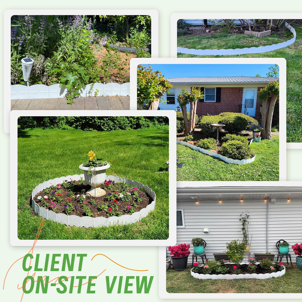 6 Inch Tall 20Ft White Landscape Edging Border with 7.8In Stakes,20Pcs