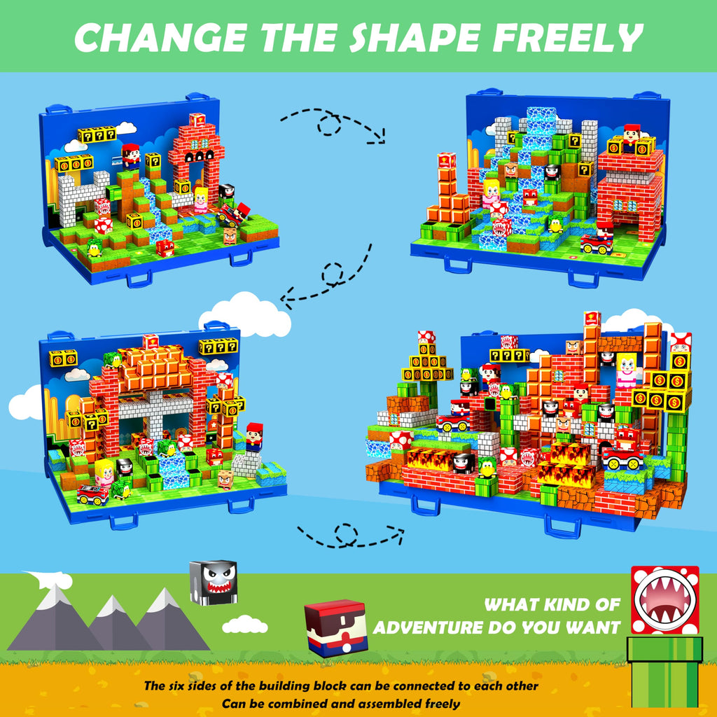 120PCS Magnetic Blocks, Magnetic Building Blocks Cubes, STEM Toy for Kid
