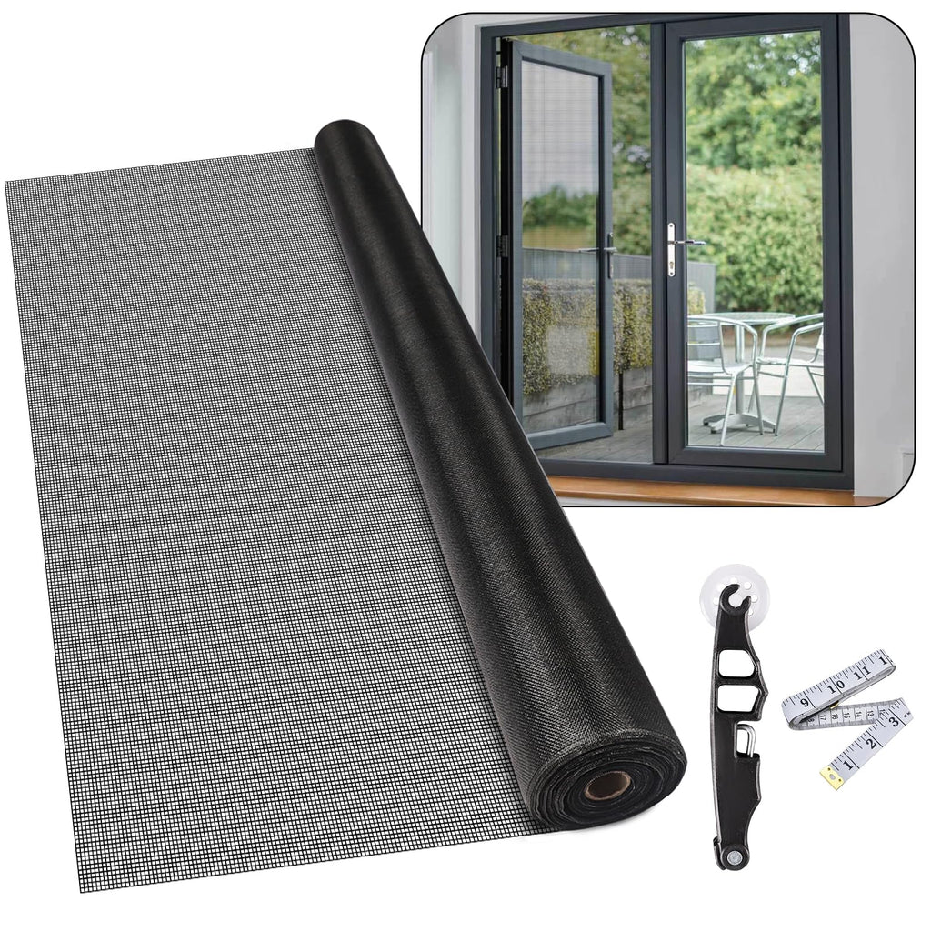 56Inch x 100Feet Window Screen Mesh Roll and Durable Screen Door Replacement, Window Mesh Screen Roll for Windows (Black)