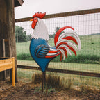 Backyard Expressions Rooster Décor Garden Statue - Chicken Yard Art Sculpture Outdoor - 63 Inch (Patriotic)
